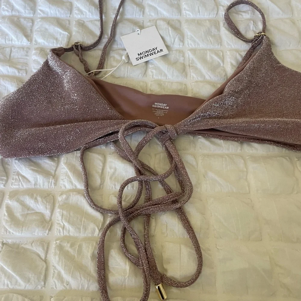 Monday Swimwear St Martin Metallic Maeve Wrap around bikini top